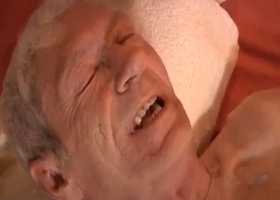 Teen chick jerks and sucks her grandpa's dick